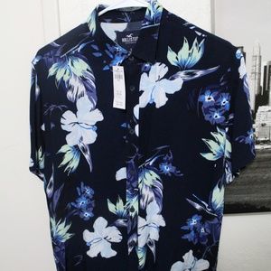 HOLLISTER BLUE FLORAL SHIRT